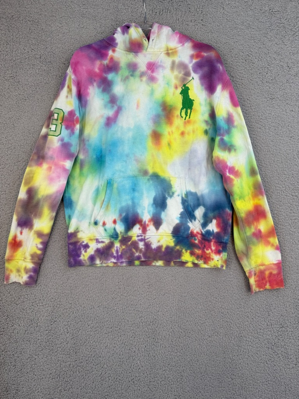 Polo Ralph Lauren Tie-Dye Hoodie Mens Large long sleeve kangaroo pocket Big Pony